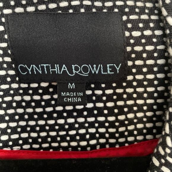 Cynthia Rowley Blazer size M black and white woven design 100% cotton - Picture 4 of 5